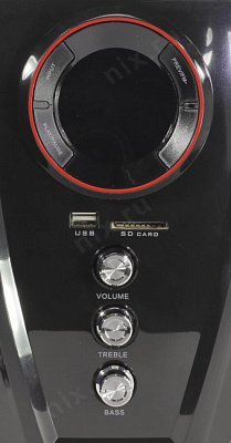 Колонка Ginzzu GM-407 (2x10W +Subwoofer 20W, дерево, Bluetooth, USB, SD, FM, ПДУ)h, USB, SD, FM, ПДУ)