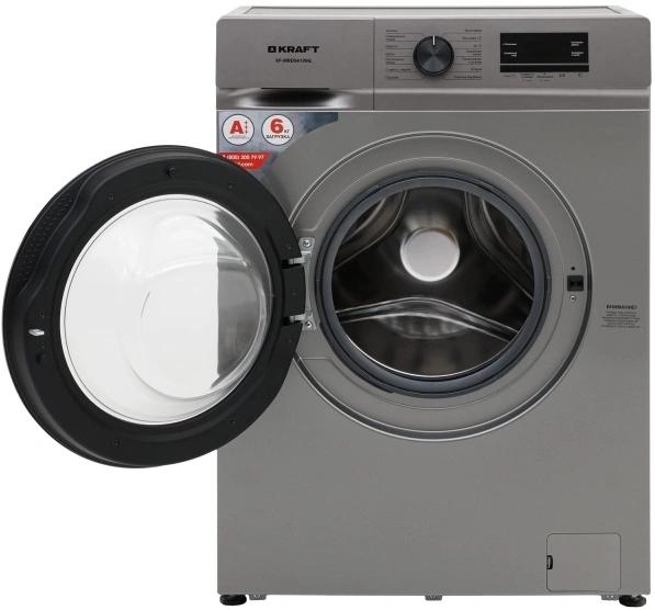 Стиральная машина узкая KRAFT KF-MBDS6109G, с фронтальной загрузкой, 6кг, 1000об/мин, с паром, инверторная