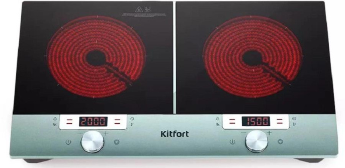 Настольная плита инфракрасная KitFort КТ-155, стеклокерамика, черный