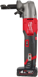 Ножницы по металлу Milwaukee M12FNB16-402X 4933479619 питание: Li-ion, 12 В, 1400-2200 уд/мин, ширина реза: 5мм, матрица, пуансон, держатель матрицы, мешок для сбора стружки, 2 аккумуляторных блока M12 B4, зарядное устройство C12 C, HD-бокс