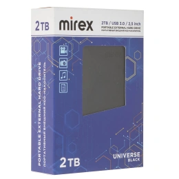 Внешний HDD Mirex UNIVERSE BLACK 2TB 2.5'' USB 3.0, черный корпус 13630-UHDUVB20