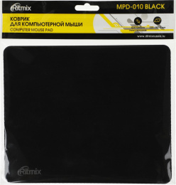 Коврик для мыши Ritmix MPD-010 (S) черный, ткань, 220х180х3мм [15119427]