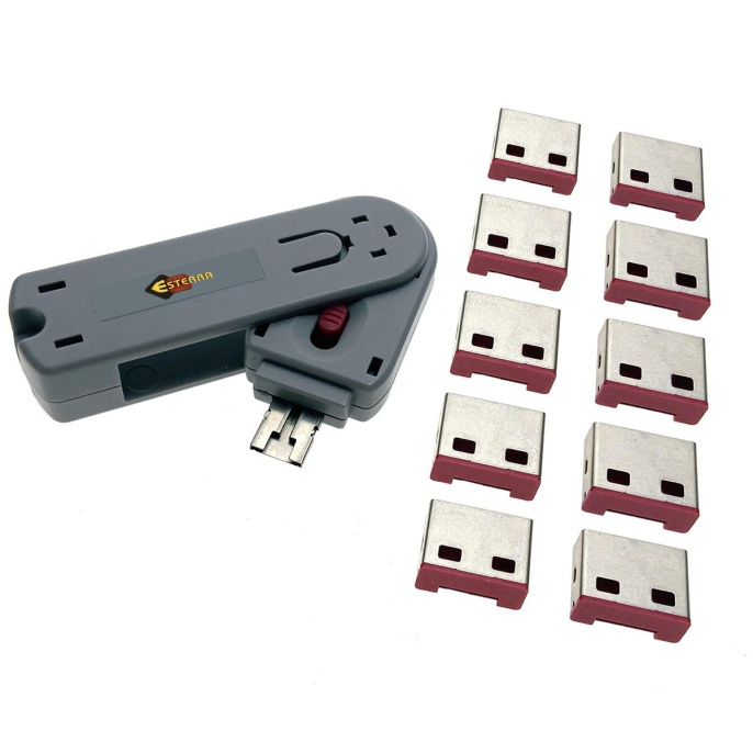 Espada USB блокиратор портов в комплекте 10 заглушек ELock10, Esterra 46006