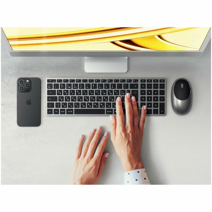 Клавиатура беспроводная Satechi Slim X2 Bluetooth Keyboard - русская раскладка. Цвет: серый космос
