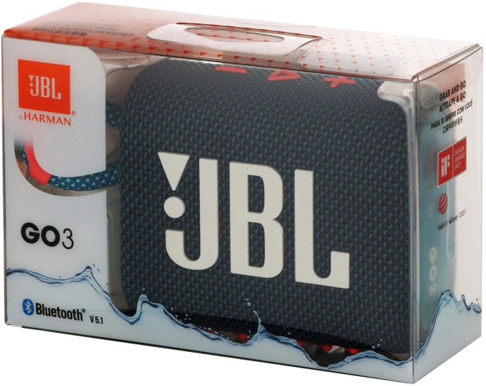 Колонка порт. JBL GO 3 синий/розовый 4.2W 1.0 BT 10м JBLGO3BLUP