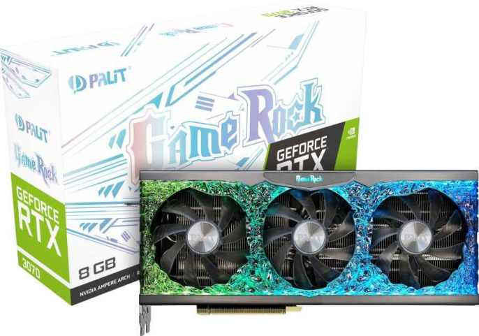 Видеокарта Palit NVIDIA GeForce RTX 3070 PA-RTX3070 GAMEROCK 8G V1 LHR 8ГБ GDDR6, LHR, Ret [ne63070019p2-1040g]