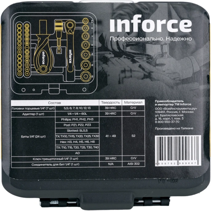 Набор инструментов Inforce 34 предмета 1/4 06-07-23