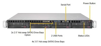 Supermicro Серверная платформа 1U SATA SYS-5019S-MR