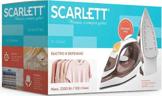 Утюг Scarlett SC-SI30K47,  с паровым ударом,  2200Вт,  коричневый и белый