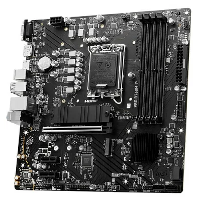 Мат. плата MSI PRO B760M-P Soc-1700 (B760) PCI-Ex16 2xPCI-Ex1 2xM.2 RAID 0/1/5/10 4xDDR5 6800MHz+ VGA+HDMI+DP mATX RTL