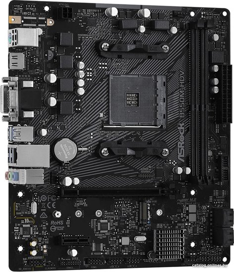 Материнская плата ASRock B550M-HDV Soc-AM4 B550 PCI-Ex16 PCI-Ex1 M.2 1GbE LAN RAID 0/1/10 2xDDR4 4733+MHz VGA+DVI-D+HDMI mATX RTL