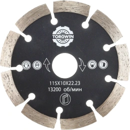 Диск алмазный TORGWIN отрезной сегмент по бетону и камню 115х22.2/10х2.0мм. Сold press Standard S53466