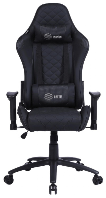 Кресло игровое Cactus CS-CHR-030BL, экокожа, до 120кг, регулируемые 2D подлокотники,  черный