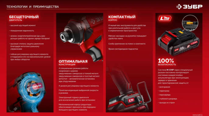 Ударный винтоверт Зубр ВБУ-180, LMS,  без АКБ,  без ЗУ