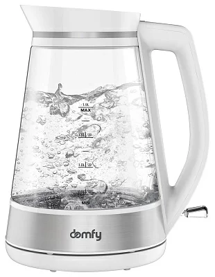 Чайник электрический Domfy DSW-EK505 1.8л. 3000Вт белый/прозрачный (корпус: стекло)