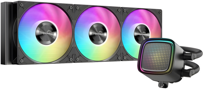 Кулер для процессора СЖО SAMA L50 360BK L50-BKWAYX03-G Intel LGA1851/1700/1200/115X, AMD：AM4/AM5, крепление на винтах, размер вентилятора: 120x120x28мм, размер помпы: 70x70x65мм, гидравлический подшипник, скорость вращения вентилятора: 2200об/мин, ск