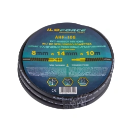 Шланг резиновый воздушный армированный с фитингами 8х14 мм, 10 м iLOFORCE IF-AHF-108(57582)