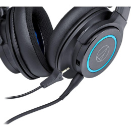 Гарнитура игровая Audio-Technica ATH-G1,  для компьютера и игровых консолей, мониторные,  проводные, черный  / синий [80000808]