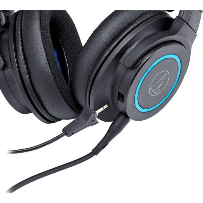 Гарнитура игровая Audio-Technica ATH-G1,  для компьютера и игровых консолей, мониторные,  проводные, черный  / синий [80000808]