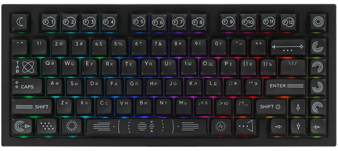 Клавиатура Дарк Проджект CM81 Zeno DP-CM81ZBC проводная, игровая, механическая, подсветка RGB, горячая замена клавиш, g3ms Sapphire свитчи, USB Type-C, кабель 1.8м, цвет: черный