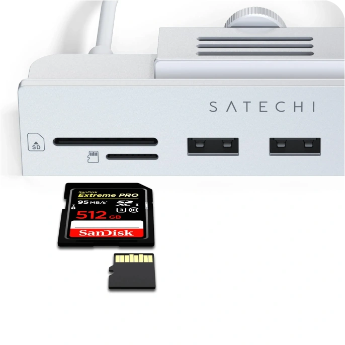 USB-C-концентратор Satechi Aluminum USB-C Clamp Hub для 24" iMac - Silver. Цвет: серебристый (ST-UCICHS)