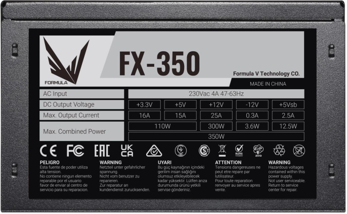Блок питания Formula FX-350,  350Вт,  120мм, черный, retail