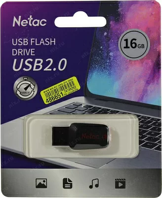 Накопитель Netac NT03U197N-016G-20BK USB2.0 Flash Drive 16Gb (RTL)