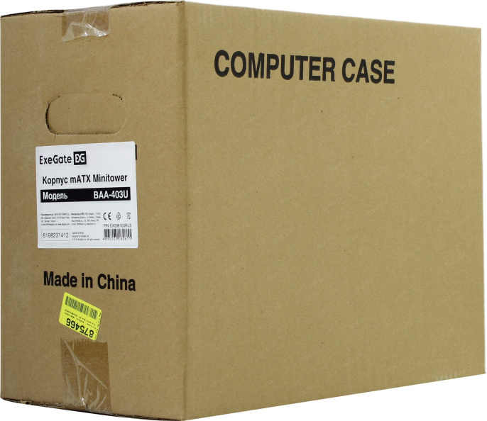 Корпус Minitower ExeGate BAA-403U mATX, без БП, 2*USB+1*USB3.0, HD Audio, черный EX298163RUS