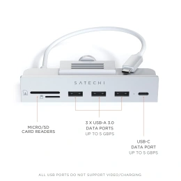 USB-C-концентратор Satechi Aluminum USB-C Clamp Hub для 24" iMac - Silver. Цвет: серебристый (ST-UCICHS)