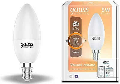 Умная лампа Gauss IoT Smart Home E14 5Вт 470lm Wi-Fi (упак.:1шт) (1100112)