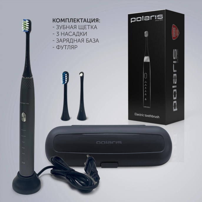 Электрическая зубная щетка Polaris PETB 0701 TC, насадки для щётки: 4 шт, цвет: белый