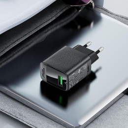 Зарядное устройство с зарядным кабелем ACEFAST A90 QC18W GaN single USB-A charger with charging cable USB-C-USB-A EU - Black AF-A90P3-BK