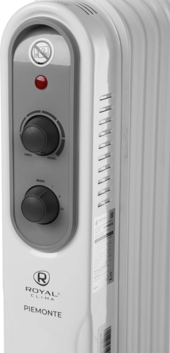 Масляный радиатор Royal Clima Piemonte ROR-P5-1000M, с терморегулятором, 1000Вт, 4 секций, 3 режима, белый