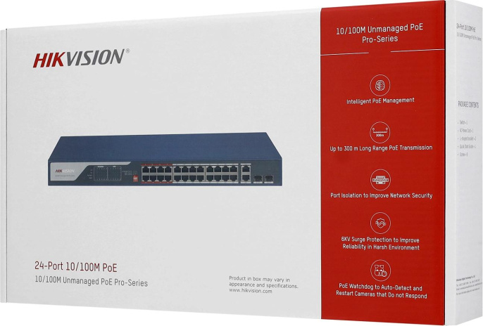 Коммутатор Hikvision DS-3E0326P-E C L2 24x100Мбит/с 2x1Гбит/с 2SFP 24PoE 370W неуправляемый