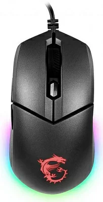 Мышь MSI Clutch GM11 (полноразмерная игровая мышь для ПК, проводная USB, сенсор оптический 5000 dpi, 6 кнопок, колесо с нажатием, цвет черный)