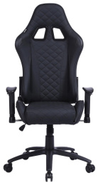 Кресло игровое Cactus CS-CHR-030BL, экокожа, до 120кг, регулируемые 2D подлокотники,  черный