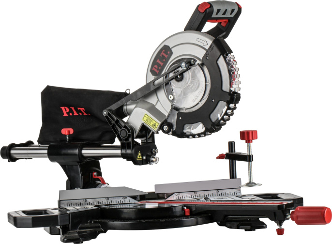 Торцовочная пила P.I.T. PMS20H-210A аккумуляторная, бесщеточная, 20 В, Ø210 мм, наклон 45°, протяжка, лазер
