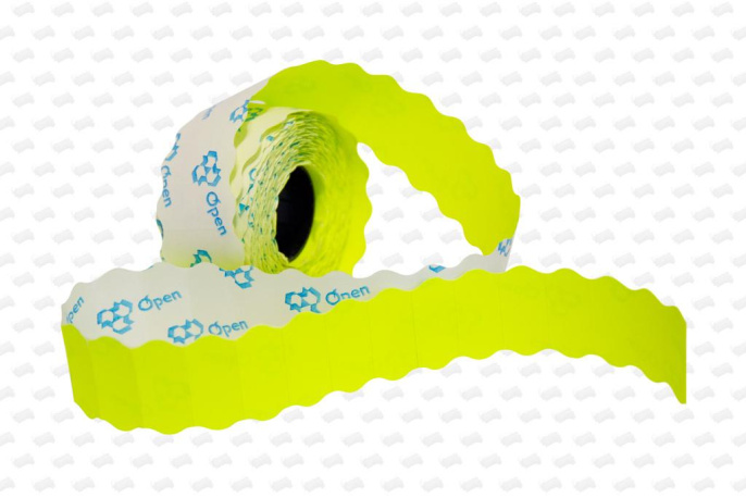 Этикет-лента 21Х12 прямая сег.:12x21.5мм самоклей. 1000шт/рул упак.:10шт белый с красной полосой