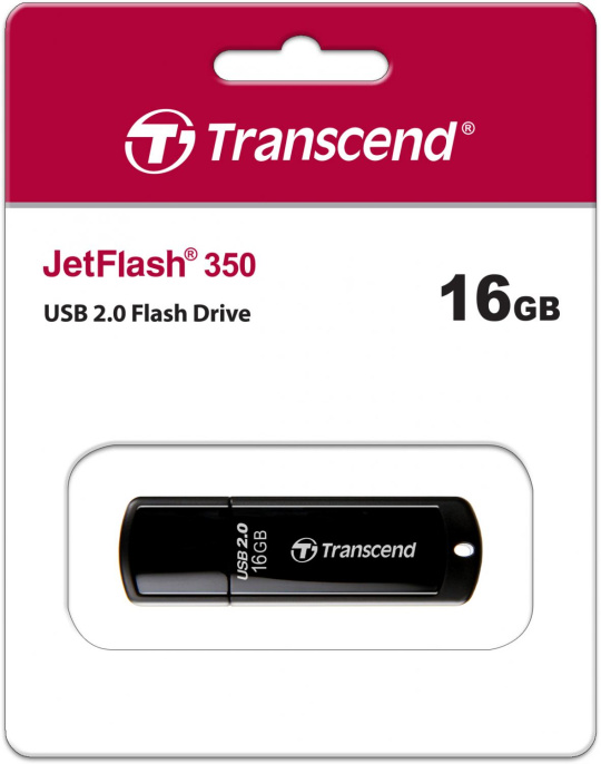 Флешка USB Transcend Jetflash 350 16ГБ, USB2.0, черный [ts16gjf350]