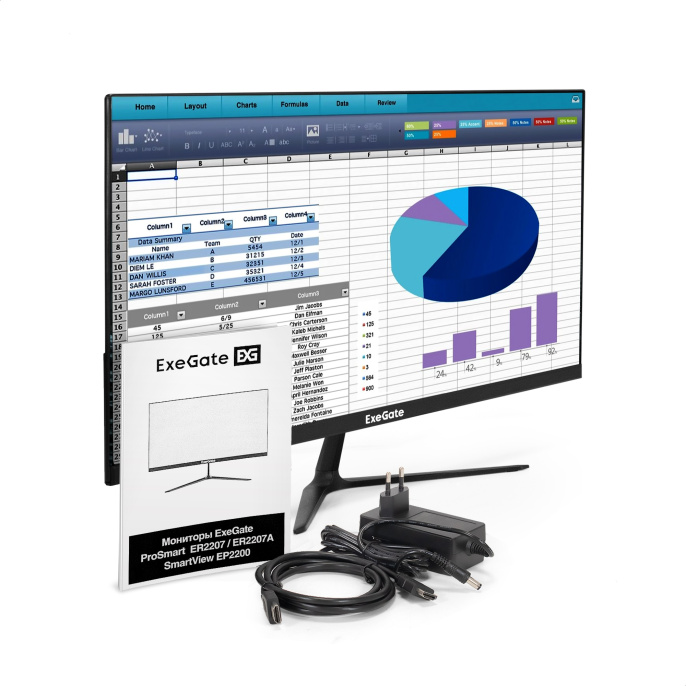 Монитор 21.5" 100 Гц ExeGate ProSmart ER2207 VA LED Grade A+, FHD, 1920x1080@100Гц, 16:9, 250cd/m2, 3000:1, 178°/178°, 5ms, D-Sub, HDMI, Flicker-free, Low Blue Light, кабель HDMI 1.5м, VESA, регулировка наклона tilt , черный EX300341RUS