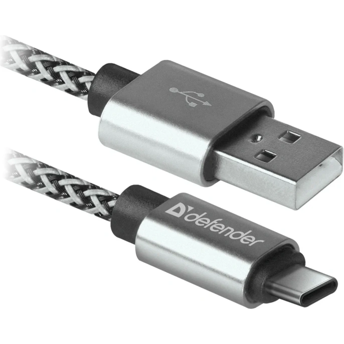 USB кабель Defender USB09-03T PRO USB2.0 Белый, AM-Type-C, 1m, 2.1A 87815