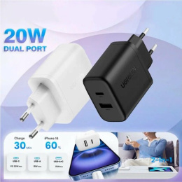 Сетевое зарядное устройство UGREEN USB-A+USB-C 20W PD Charger X227 (45310) White