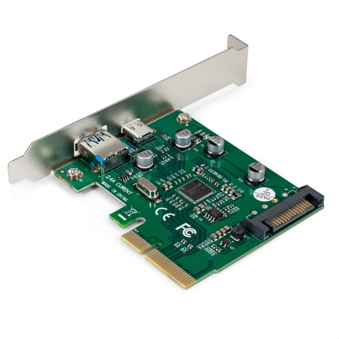 Контроллер ExeGate EXE-320-1A1C 10Gbps (PCI-E x4 v3.0, USB3.2 Gen2 1xType-A + 1xType-C ext., SuperSpeed+ скорость до 10 Гбит/с, разъем доп.питания, ASMedia Chipset ASM1142) EX298302RUS