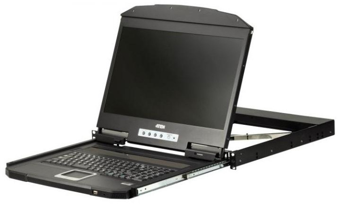KVM консоль ATEN 1U Ultra Short Depth 18.5” Short Depth USB HDMI Single Rail LCD Console 1920 x 1080 CL3700NW-ATA-RG