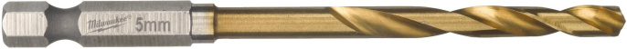 Сверло по металлу Milwaukee RedHEX HSS-TiN 5мм 10шт (4932478180) (спиральный, длина общая: 80мм , длина рабочая: 31мм, угол заточки 135°, титановое покрытие, шестигранный хвостовик 1/4")