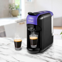 Капсульная кофеварка KitFort КТ-7105-1, 1450Вт, цвет: черный