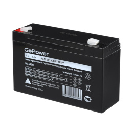 Аккумулятор свинцово-кислотный LA-6120 6V 12Ah GoPower 00-00015322