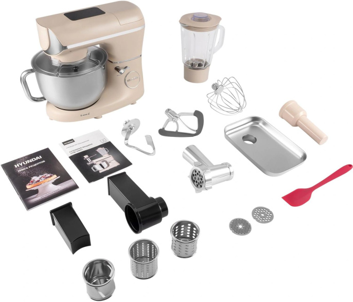 Кухонная машина Hyundai HYM-S9681 планетар.вращ. 1500Вт бежевый