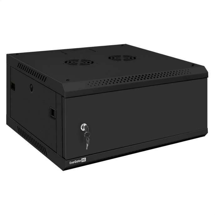Шкаф телекоммуникационный 19" настенный 4U ExeGate EC-WM-4U.600.M.BLACK 19”, 4U, 600x600x280mm ШхГхВ , передняя дверь металл, съемные боковые панели, пыле- и влагозащита IP23, черный RAL 9004 EX300264RUS
