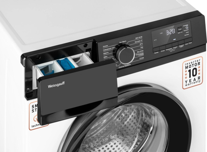 Стиральная машина WEISSGAUFF WM 45127 DC Inverter Steam, с фронтальной загрузкой, 7кг, 1200об/мин, с паром, инверторная
